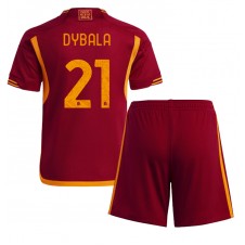 AS Roma Paulo Dybala #21 Hemmaställ Barn 2023-24 Korta ärmar (+ Korta byxor)